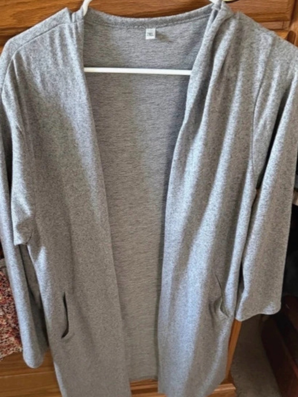Gray Open-Front Women's Sweater Cardigan 2XL